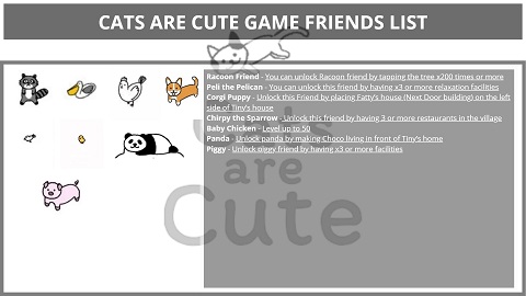 Cats are Cute Game Friends List 