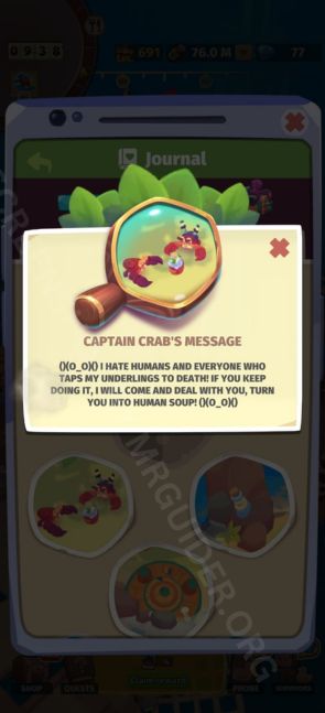 Secret 4 Captain Crab's Message Secret 4 Captain Crab's Message