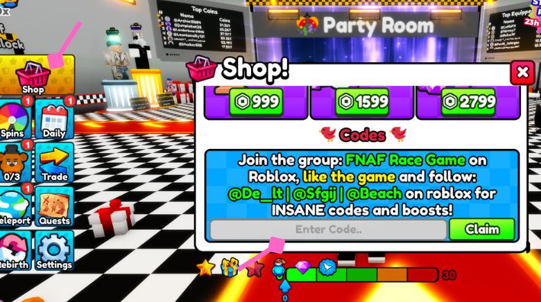 How to redeem Five Nights Race Simulator Codes in Roblox How to redeem Five Nights Race Simulator Codes in Roblox