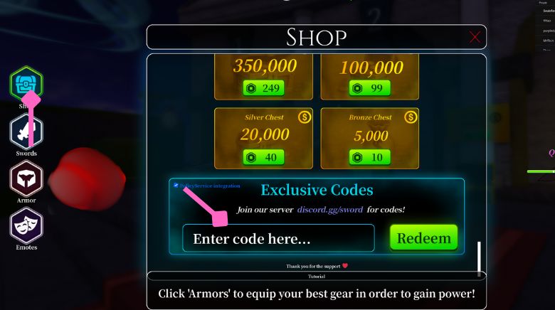 How to redeem Sword League Codes in Roblox