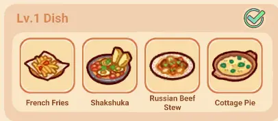 My Leisure Time Level 1 Recipes List My Leisure Time Level 1 Recipes List