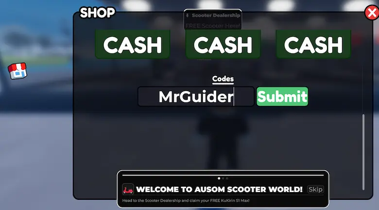 How to redeem Ausom Scooter World Codes How to redeem Ausom Scooter World Codes
